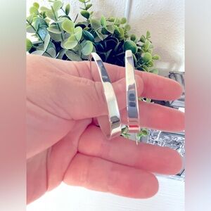 Modern minimalist Sterling Silver 925 hook hoops oval lightweight earrings